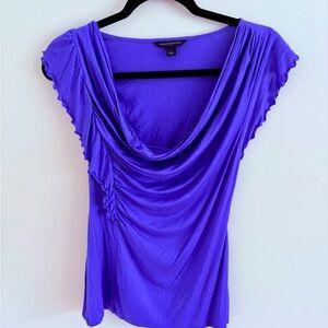 Banana Republic Ruched Flutter Sleeve Blouse in Blue and Purple